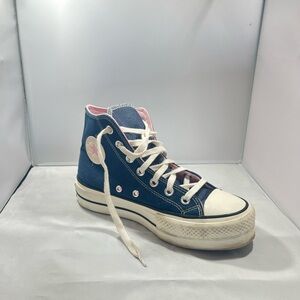Converse, girls, blue and pink, customized, platform